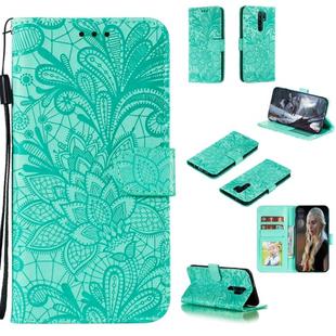 For Xiaomi Redmi 9 Lace Flower Horizontal Flip Leather Case with Holder & Card Slots & Wallet & Photo Frame(Green)