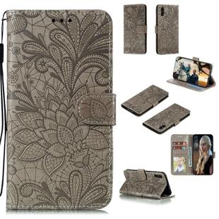 For Xiaomi Redmi 9A Lace Flower Horizontal Flip Leather Case with Holder & Card Slots & Wallet & Photo Frame(Grey)