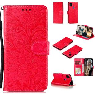 For Xiaomi Redmi 9C Lace Flower Horizontal Flip Leather Case with Holder & Card Slots & Wallet & Photo Frame(Red)