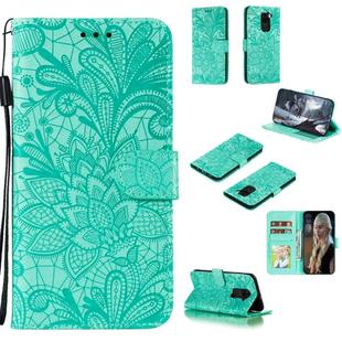 For Xiaomi Redmi Note 9 / X10 Lace Flower Horizontal Flip Leather Case with Holder & Card Slots & Wallet & Photo Frame(Green)