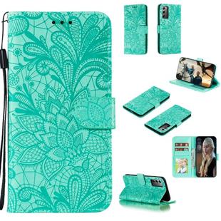 For Samsung Galaxy Note20 Lace Flower Horizontal Flip Leather Case with Holder & Card Slots & Wallet & Photo Frame(Green)