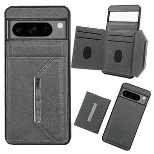 For Google Pixel 8a Solid Color Metal Buckle Card Slots Bag Phone Case(Grey)