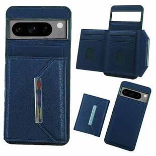 For Google Pixel 9 / 9 Pro Solid Color Metal Buckle Card Slots Bag Phone Case(Blue)