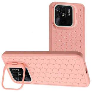 For Xiaomi Redmi 10C Honeycomb Radiating Lens Holder TPU Phone Case(Pink)