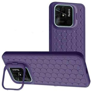 For Xiaomi Redmi 10C Honeycomb Radiating Lens Holder TPU Phone Case(Purple)