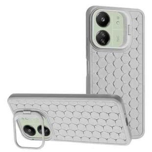 For Xiaomi Redmi 13C Honeycomb Radiating Lens Holder TPU Phone Case(Grey)