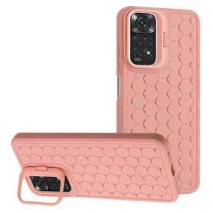 For Xiaomi Redmi Note 11 Global Honeycomb Radiating Lens Holder TPU Phone Case(Pink)