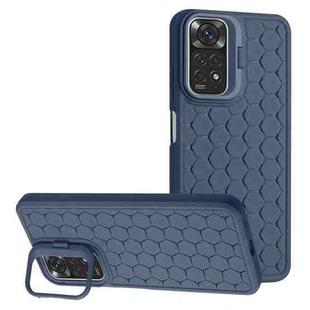 For Xiaomi Redmi Note 11 Global Honeycomb Radiating Lens Holder TPU Phone Case(Blue)