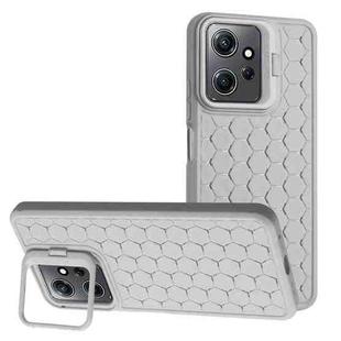 For Xiaomi Redmi Note 12 4G Global Honeycomb Radiating Lens Holder TPU Phone Case(Grey)