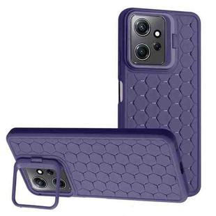 For Xiaomi Redmi Note 12 4G Global Honeycomb Radiating Lens Holder TPU Phone Case(Purple)