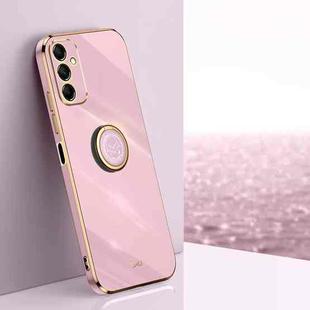 For Samsung Galaxy M35 XINLI Straight 6D Plating Gold Edge TPU Shockproof Case with Ring Holder(Cherry Purple)