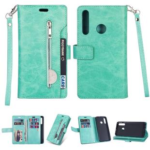 For Huawei P smart 2019 / P Smart+ / Enjoy 9s Multifunctional Zipper Horizontal Flip Leather Case with Holder & Wallet & 9 Card Slots & Lanyard(Mint Green)