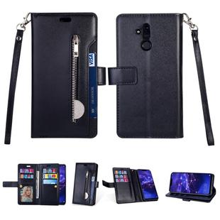 For Huawei Mate 20 lite Multifunctional Zipper Horizontal Flip Leather Case with Holder & Wallet & 9 Card Slots & Lanyard(Black)