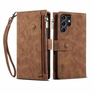 For Samsung Galaxy S25 Ultra 5G ESEBLE Retro Frosted RFID Flip Leather Phone Case(Brown)