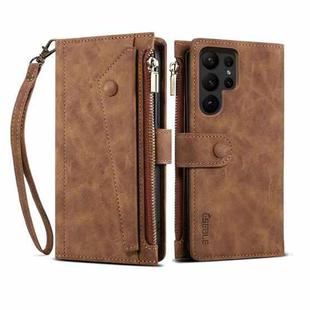 For Samsung Galaxy S24 Ultra 5G ESEBLE Retro Frosted RFID Flip Leather Phone Case(Brown)