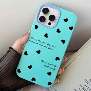 For iPhone 15 Pro Max Love Hearts PC Hybrid TPU Phone Case(Sky Cyan)