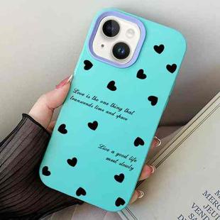 For iPhone 15 Plus Love Hearts PC Hybrid TPU Phone Case(Sky Cyan)