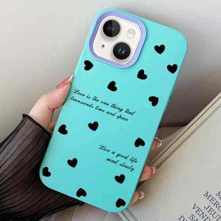 For iPhone 15 Love Hearts PC Hybrid TPU Phone Case(Sky Cyan)