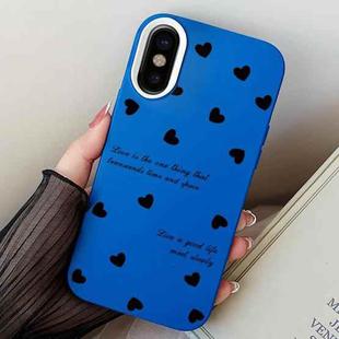 For iPhone X / XS Love Hearts PC Hybrid TPU Phone Case(Blue)