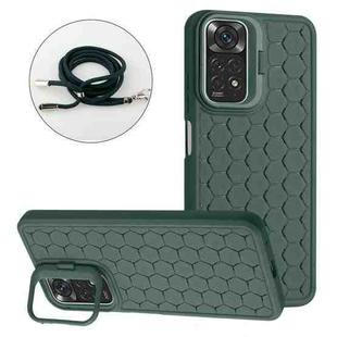 For Xiaomi Redmi Note 12 Pro 4G Honeycomb Radiating Holder TPU Phone Case with Lanyard(Green)