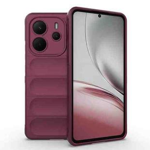 For Redmi Note 14 4G 164.84mm EU Magic Shield TPU + Flannel Phone Case(Wine Red)