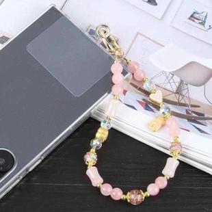 Mobile Phone Anti-lost Auspicious Bead Chain Short Lanyard(Pink Talisman)