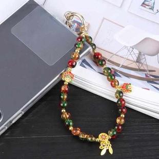 Mobile Phone Anti-lost Auspicious Bead Chain Short Lanyard(Red Green)