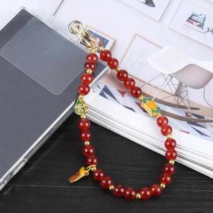 Mobile Phone Anti-lost Auspicious Bead Chain Short Lanyard(Red)