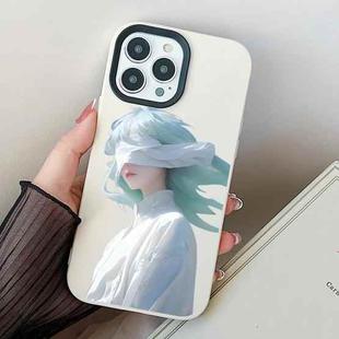 For iPhone 15 Pro Blindfold Girl PC Hybrid TPU Phone Case(White)