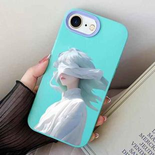 For iPhone 7 / 8 / SE 2022 Blindfold Girl PC Hybrid TPU Phone Case(Sky Cyan)