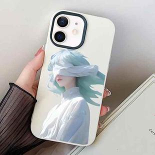 For iPhone 12 mini Blindfold Girl PC Hybrid TPU Phone Case(White)
