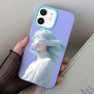 For iPhone 12 mini Blindfold Girl PC Hybrid TPU Phone Case(Purple)