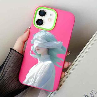 For iPhone 12 mini Blindfold Girl PC Hybrid TPU Phone Case(Rose Red)