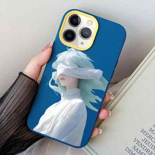 For iPhone 11 Pro Max Blindfold Girl PC Hybrid TPU Phone Case(Royal Blue)