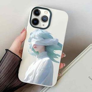 For iPhone 11 Pro Max Blindfold Girl PC Hybrid TPU Phone Case(White)