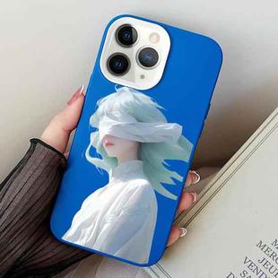 For iPhone 11 Pro Max Blindfold Girl PC Hybrid TPU Phone Case(Blue)