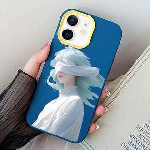 For iPhone 11 Blindfold Girl PC Hybrid TPU Phone Case(Royal Blue)
