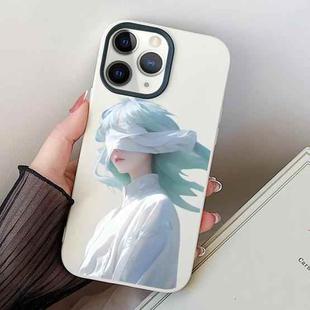 For iPhone 11 Pro Blindfold Girl PC Hybrid TPU Phone Case(White)