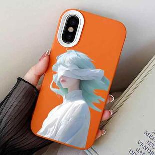 For iPhone X / XS Blindfold Girl PC Hybrid TPU Phone Case(Orange)