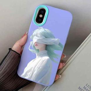 For iPhone X / XS Blindfold Girl PC Hybrid TPU Phone Case(Purple)