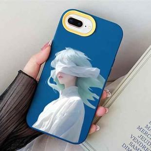 For iPhone 7 Plus / 8 Plus Blindfold Girl PC Hybrid TPU Phone Case(Royal Blue)