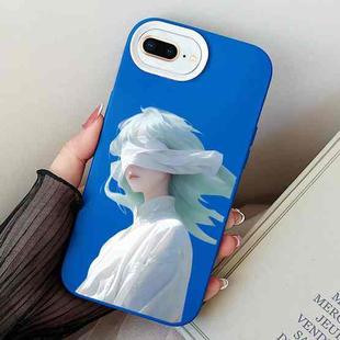 For iPhone 7 Plus / 8 Plus Blindfold Girl PC Hybrid TPU Phone Case(Blue)