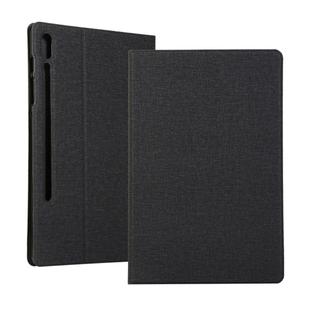 For Samsung Galaxy Tab S7 T870 2020 / Tab S8 Voltage Stretch Fabric Texture Leather Case with Holder(Black)