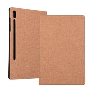 For Samsung Galaxy Tab S7 T870 2020 / Tab S8 Voltage Stretch Fabric Texture Leather Case with Holder(Golden)