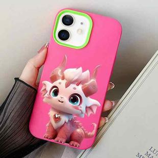 For iPhone 12 mini Loong Baby PC Hybrid TPU Phone Case(Rose Red)