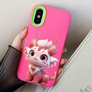 For iPhone X / XS Loong Baby PC Hybrid TPU Phone Case(Rose Red)