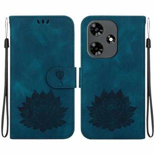 For Infinix Hot 30 4G X6831 Lotus Embossed Leather Phone Case(Dark Blue)