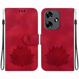 For Infinix Hot 30 4G X6831 Lotus Embossed Leather Phone Case(Red)