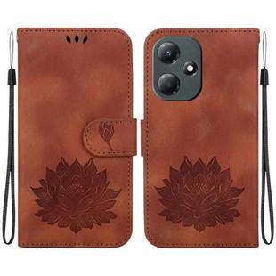 For Infinix Hot 30 Play X6835 Lotus Embossed Leather Phone Case(Brown)