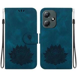 For Infinix Hot 30 Play X6835 Lotus Embossed Leather Phone Case(Dark Blue)